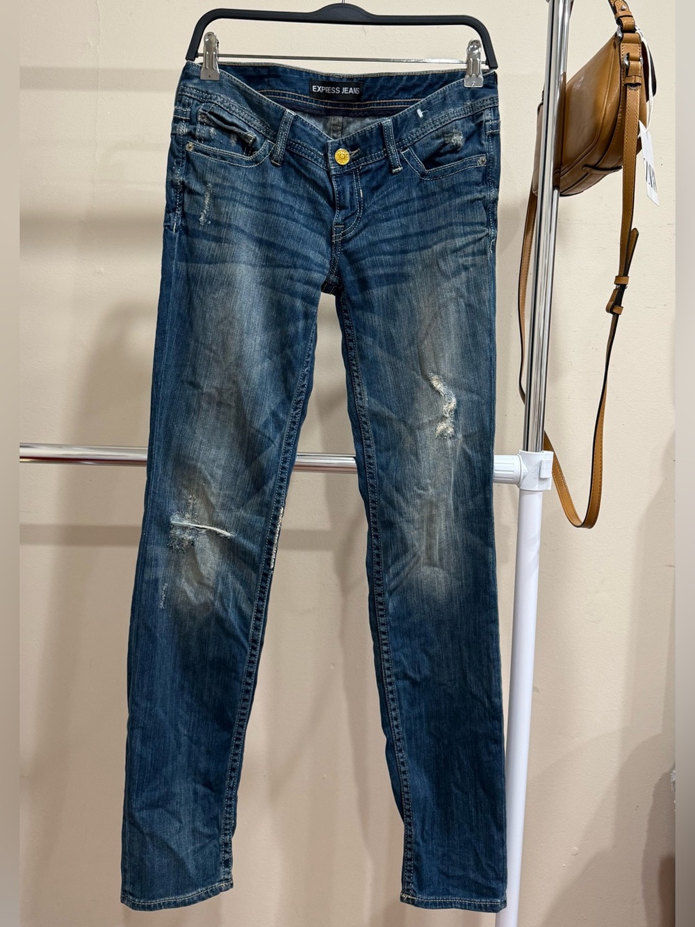 Express Low Rise Distressed Jeans Size 6 Y2K
